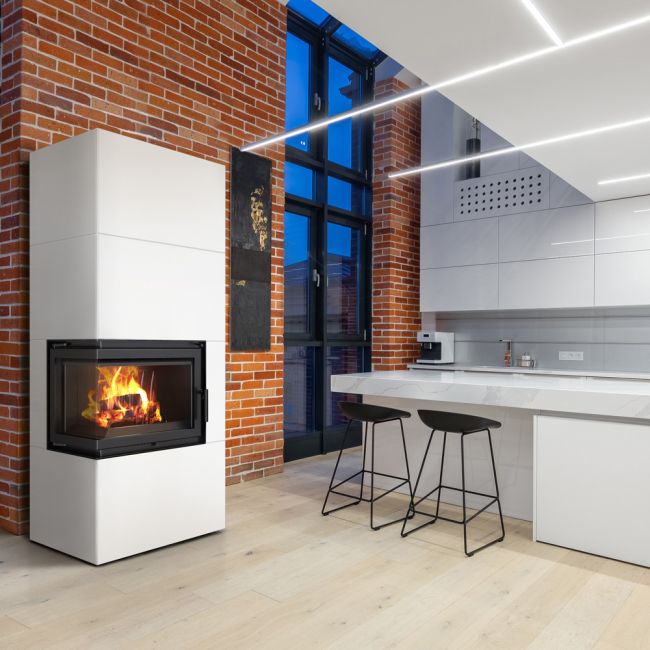 Kratki Kaminofen Simple 8 - 2-seitig links | Bauart 1 | Bausatz weiß | 8 kW - Ambientebild