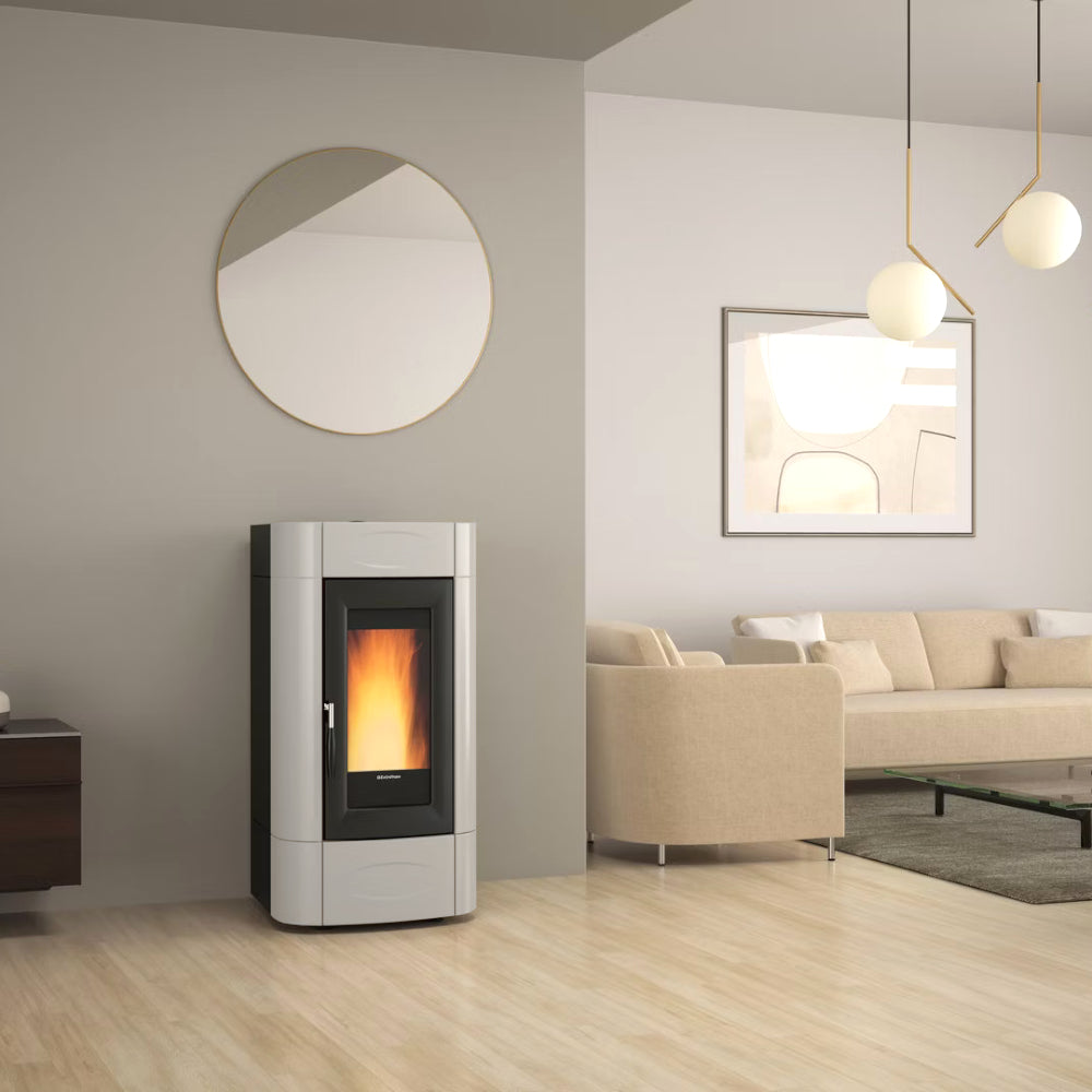 Extraflame belüfteter Pelletofen ISIDORA IDRO H16 5.0 Weiss Ambientebild | Klimaworld.com
