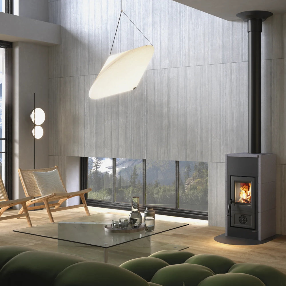 La Nordica Kaminofen Holzofen ASIA 5.0 Vulkanstein Ambientebild | Klimaworld.com