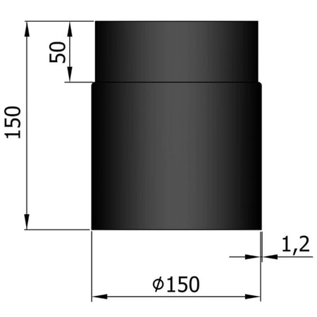 TermaTech | Rauchrohr | Ø 150 | 150 mm | Schwarz emailliert