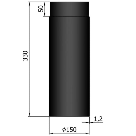 TermaTech | Rauchrohr | Ø 150 | 330 mm | Schwarz emailliert