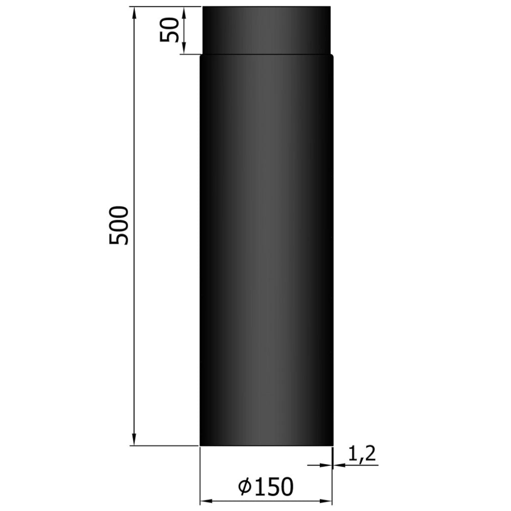 TermaTech | Rauchrohr | Ø 150 | 500 mm | Schwarz emailliert