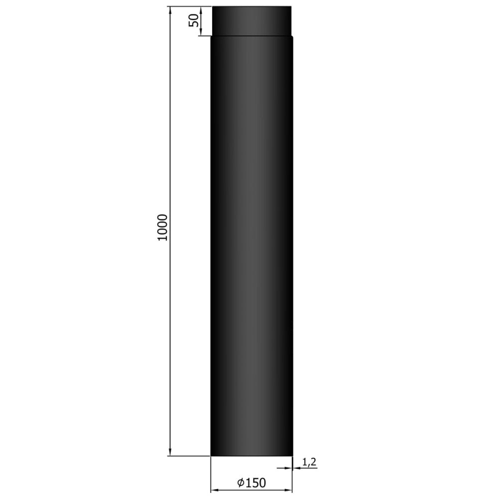 TermaTech | Rauchrohr | Ø 150 | 1000 mm | Schwarz emailliert