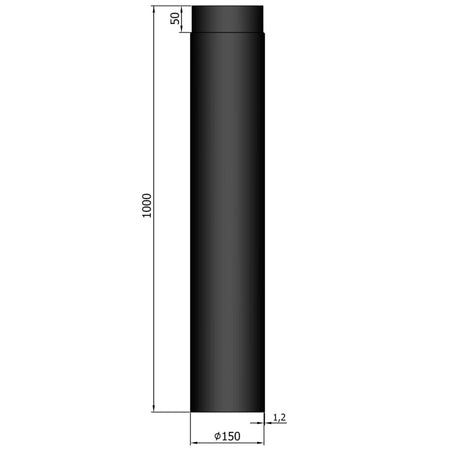 TermaTech | Rauchrohr | Ø 150 | 1000 mm | Schwarz emailliert