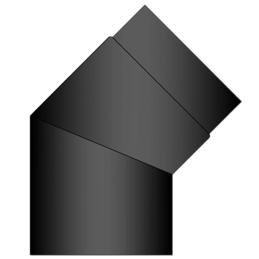 TermaTech | Bogen 45° | Ø 150 | 132×132 mm | Schwarz emailliert