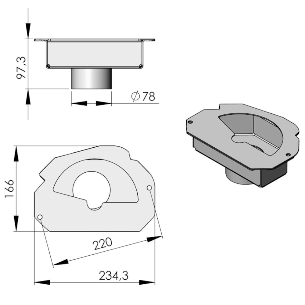TermaTech | Frischluftstutzen für Kaminöfen TT10/TT20/TT21/TT23 | schwarz