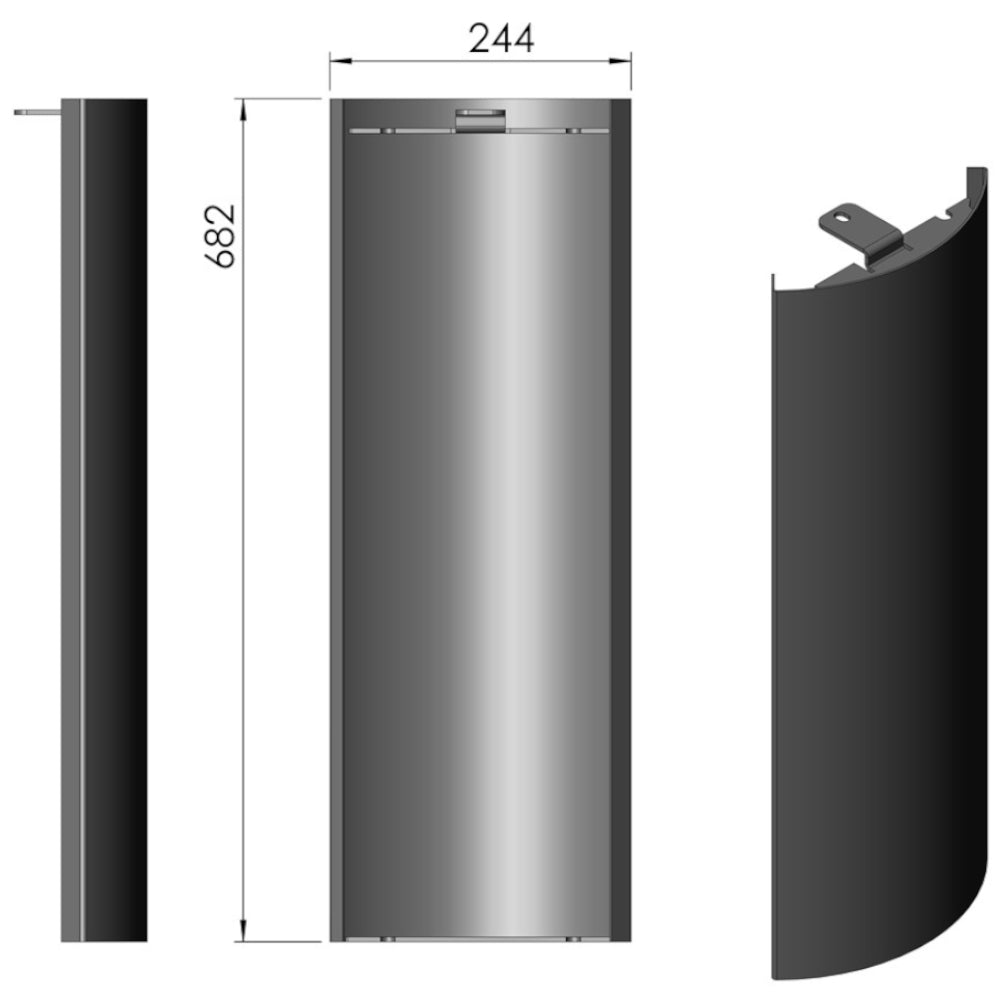 TermaTech | Stahlseite links für Kaminofen TT22RP | Schwarz
