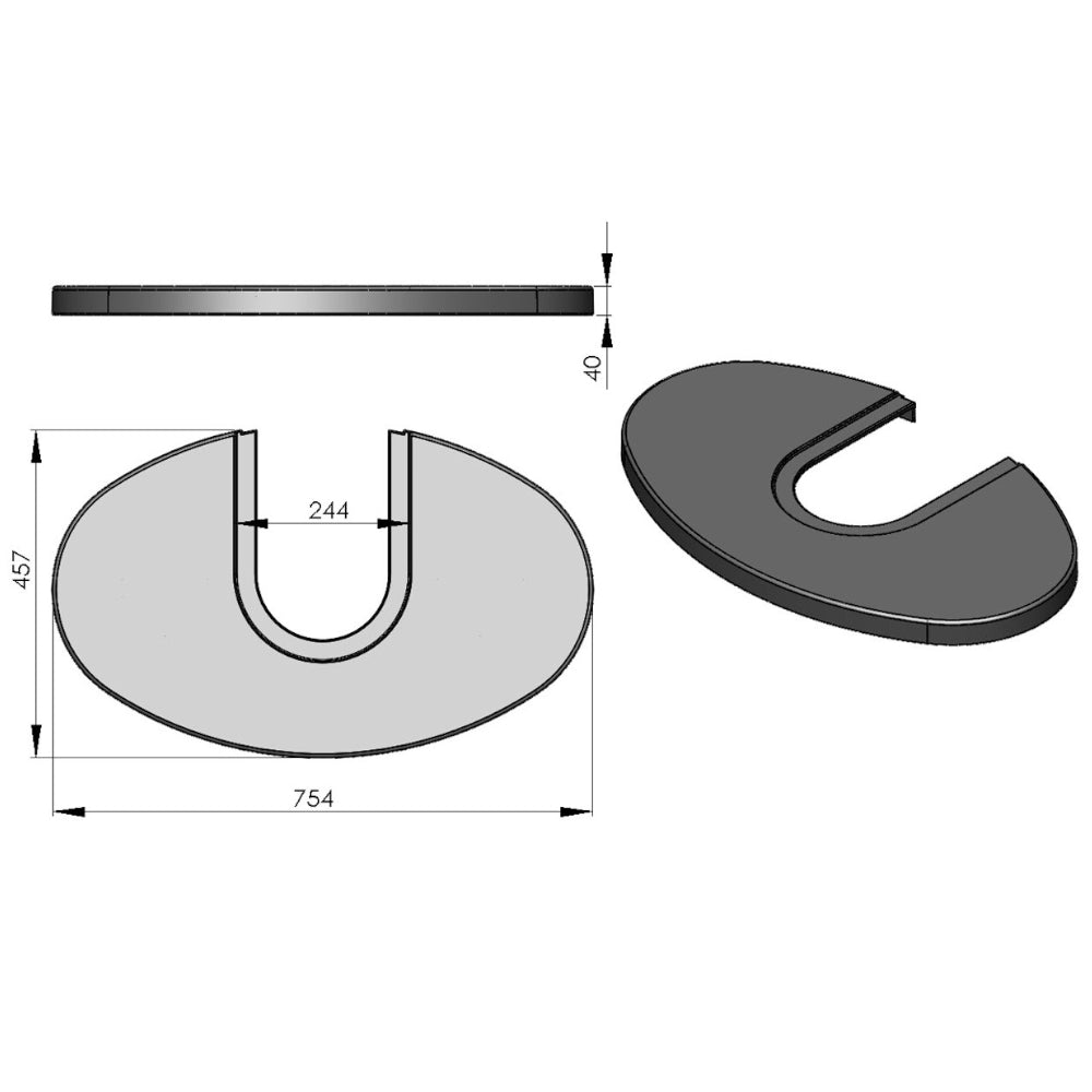 TermaTech | Stahl-Topplatte für Kaminöfen TT22R/TT22H/TTRP| Schwarz