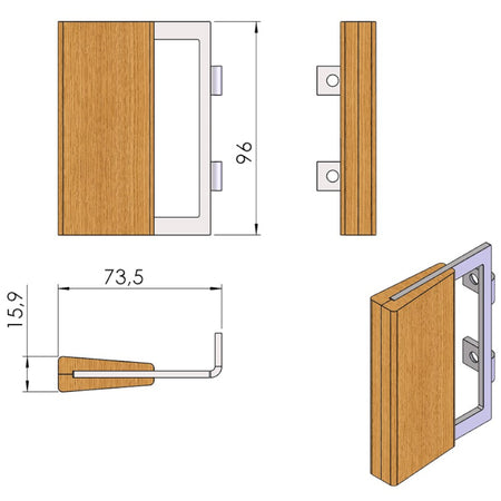 TermaTech | Griff komplett für Kaminöfen TT60/TT60S | Eiche