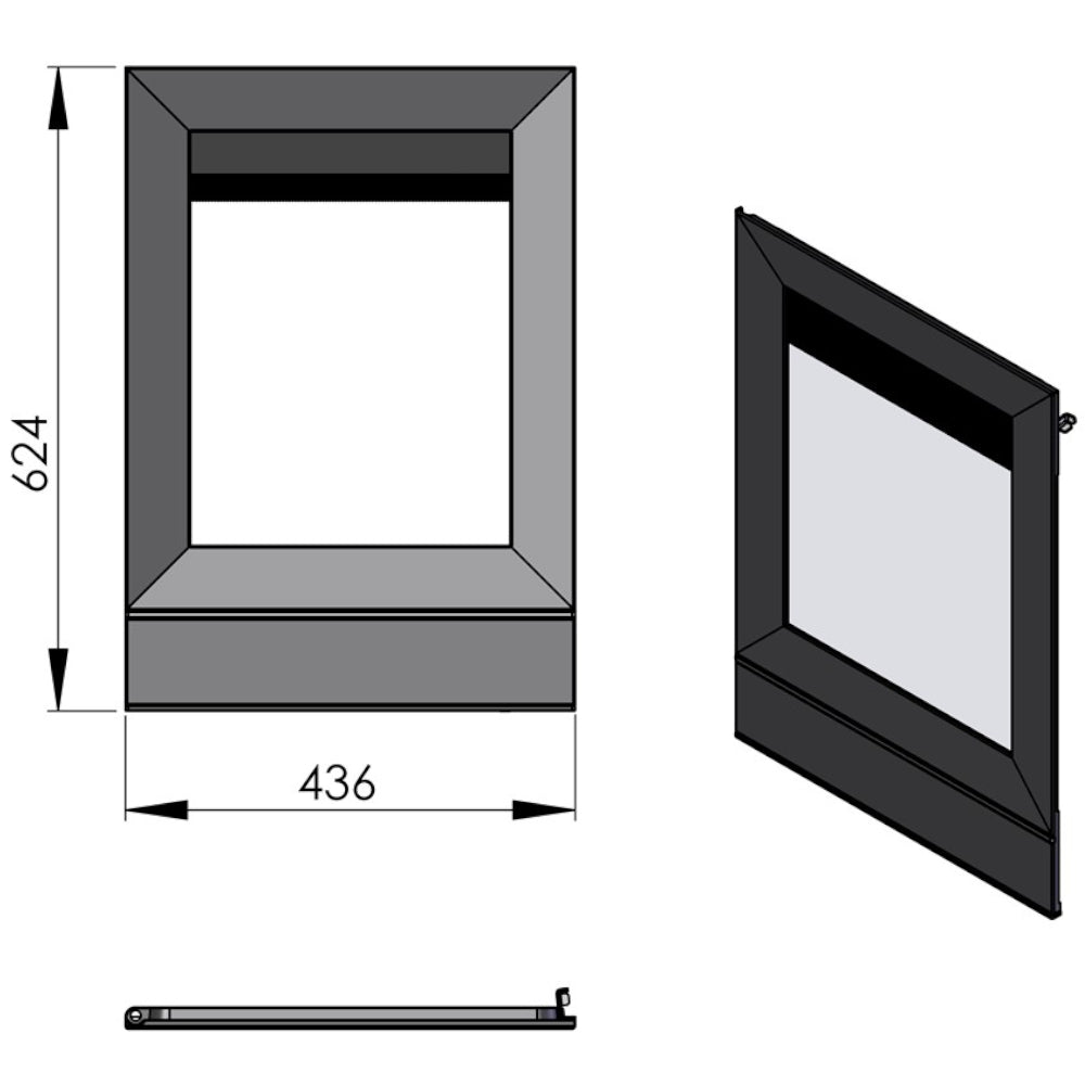 TermaTech | Tür komplett für Kaminofen TT60 | Schwarz