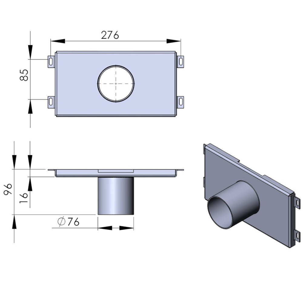 TermaTech | Frischluftstutzen nach unten für Kaminofen TT60 | Ø 80 