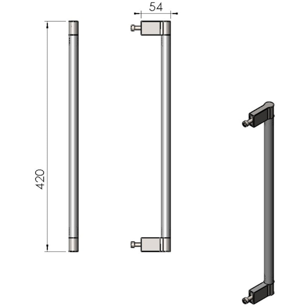 TermaTech | Griff + Schrauben für Kaminofen TT30 | Edelstahl