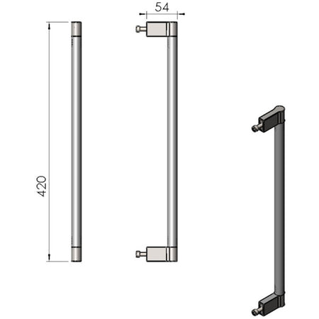 TermaTech | Griff + Schrauben für Kaminofen TT30 | Edelstahl