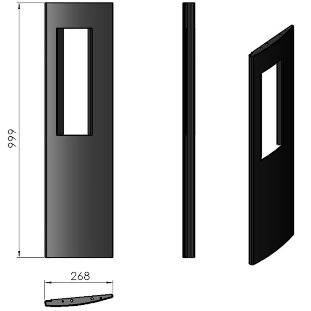 TermaTech | Stahlseite rechts für Kaminofen TT30G | Grau
