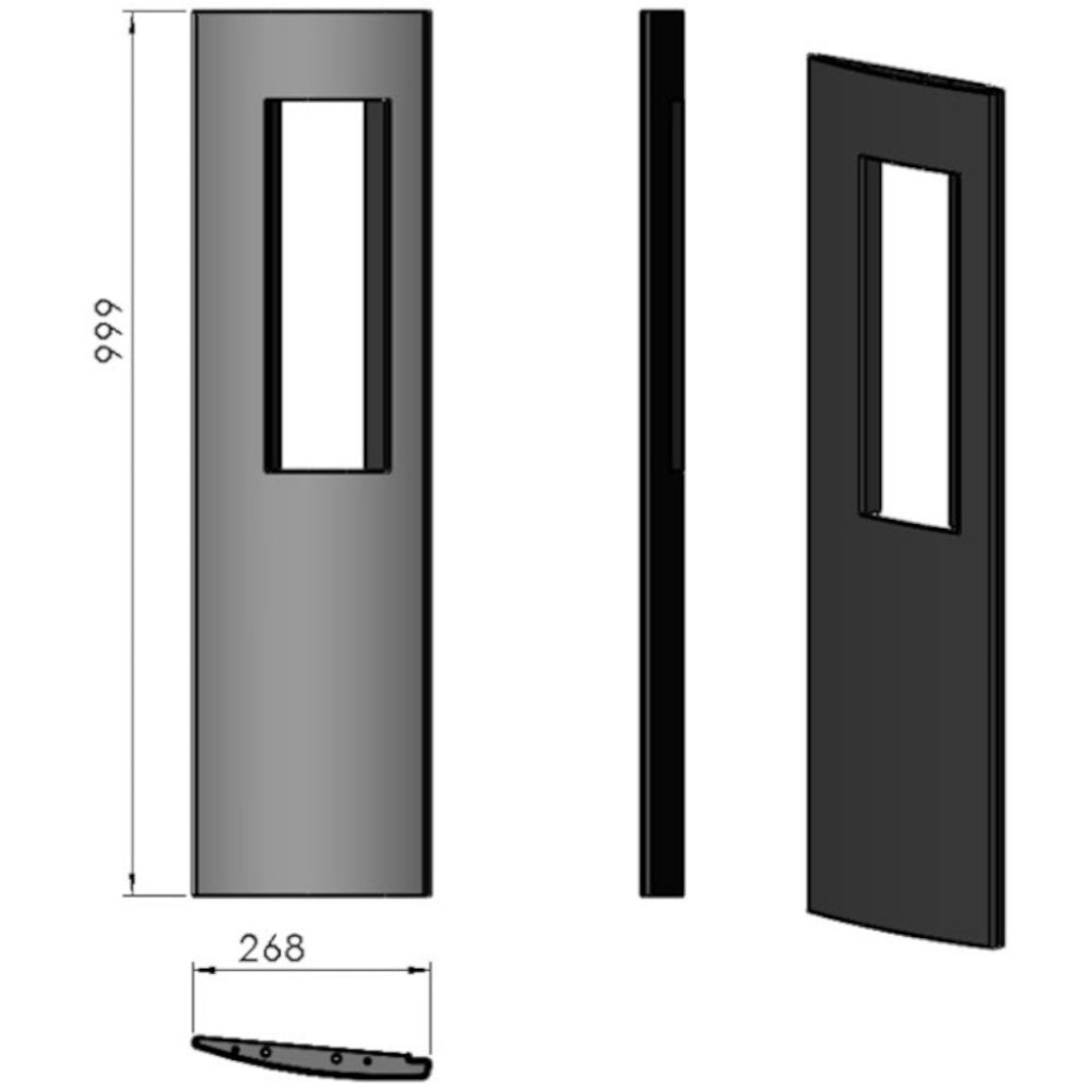 TermaTech | Stahlseite links für Kaminofen TT30G | Grau