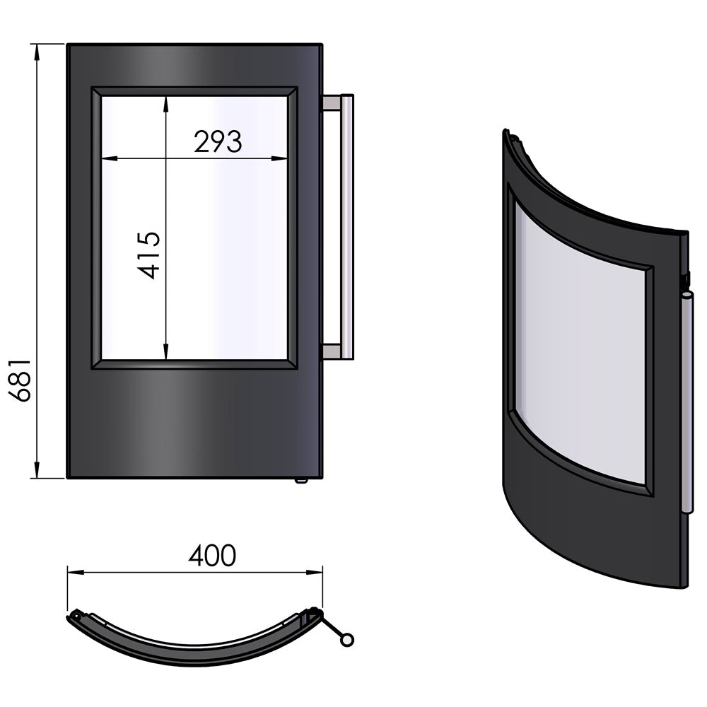 TermaTech | Tür komplett für Kaminöfen TT21/TT23 | Schwarz