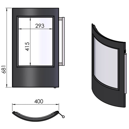 TermaTech | Tür komplett für Kaminöfen TT21/TT23 | Schwarz