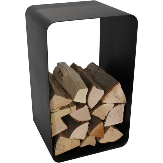 Kratki Kaminholzregal / Holzhalter innen | O-Form | schwarz | KOSZ/O