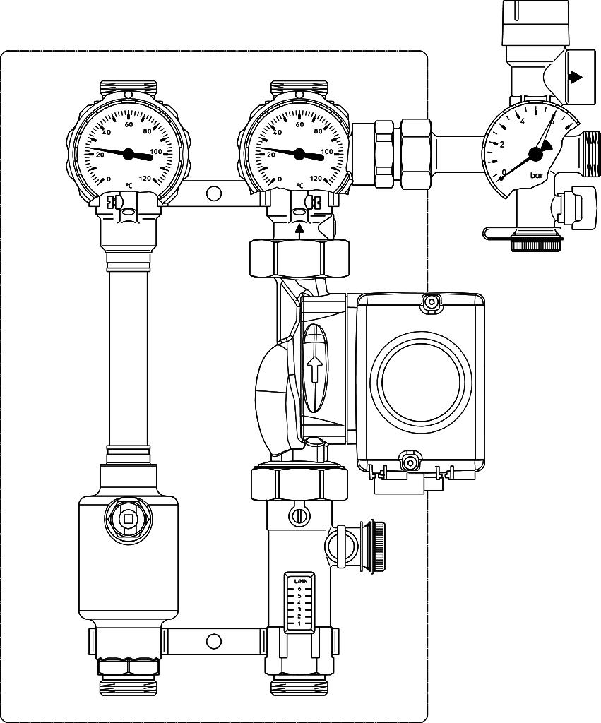 Oventrop Station „Regusol LH-130“ mit Wilo Stratos Tec ST 25/1-7 PWM, 2-15 l/min