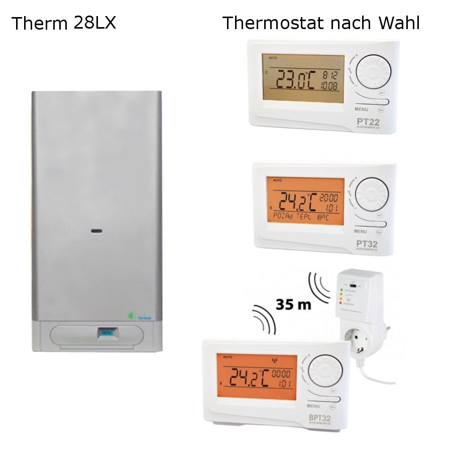 Gastherme Therm 28 LX mit 13 - 28 kW inkl. Thermostat nach Wahl
