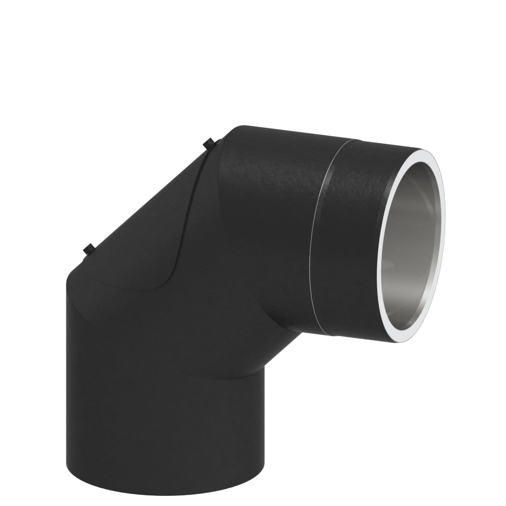 Jeremias Ofenrohr Winkel 90° mit Tür | Schwarz