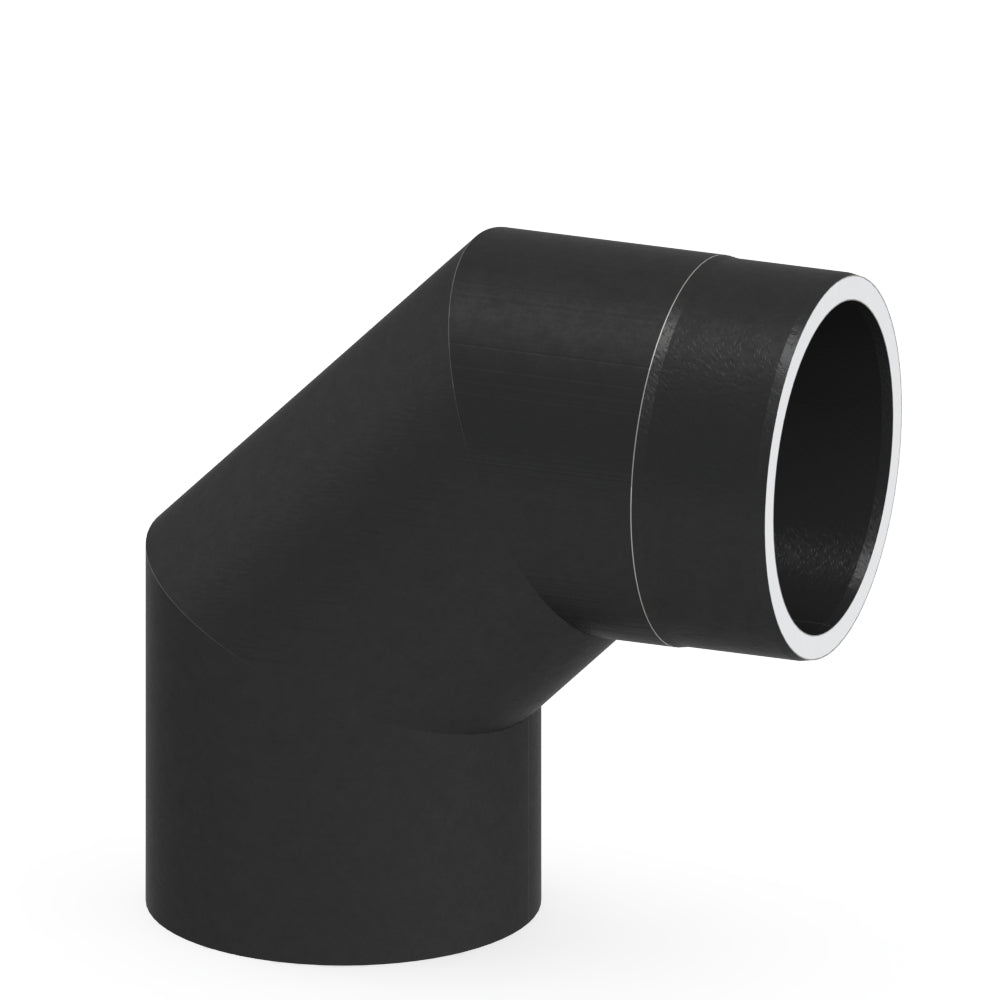 Jeremias Ofenrohr Winkel 90° ohne Tür | Schwarz