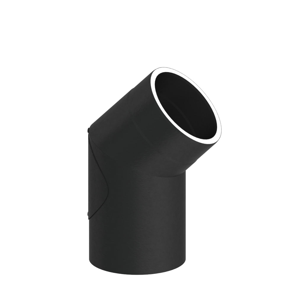 Jeremias Ofenrohr Winkel 45° mit Tür | Schwarz