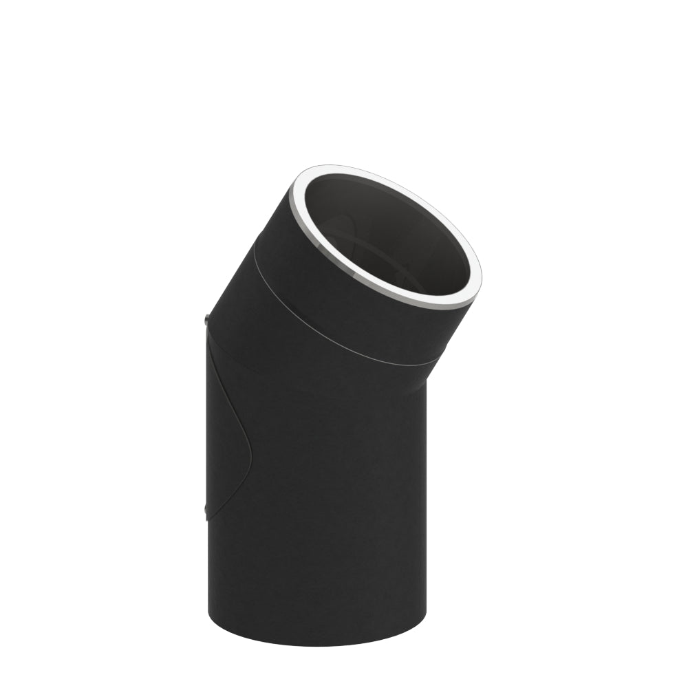 Jeremias Ofenrohr Winkel 30° mit Tür | Schwarz