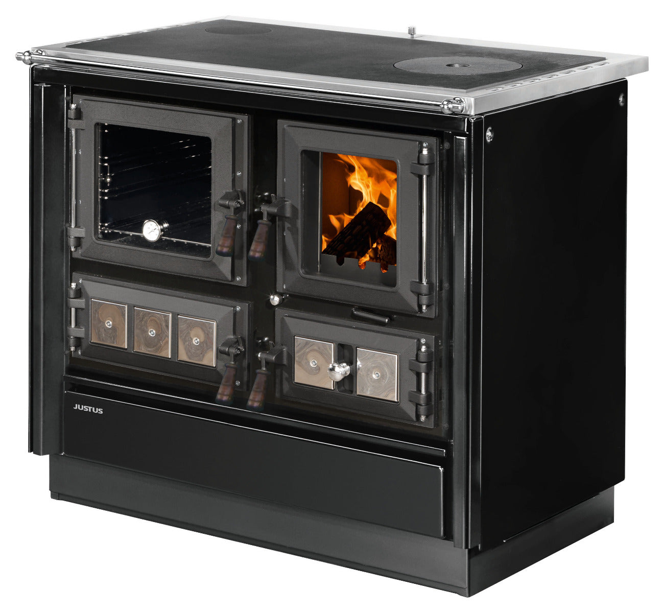 Justus Küchenofen Rustico-90 2.0 Schwarz, links | klimaworld.com