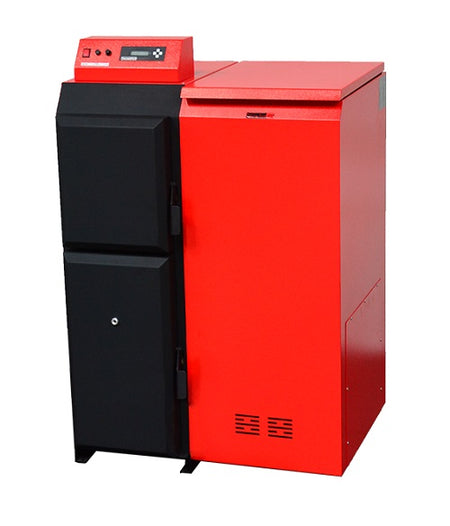 ThermoFlux Pelletheizung Pelling 25 ECO, Behälter rechts | 135 Kg | Komplettset 2 | Klimaworld.com