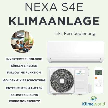 KlimaWorld Monosplit-Klimaanlage Komplett-Set Nexa S4 E Inverter - Werbebanner | klimaworld.com