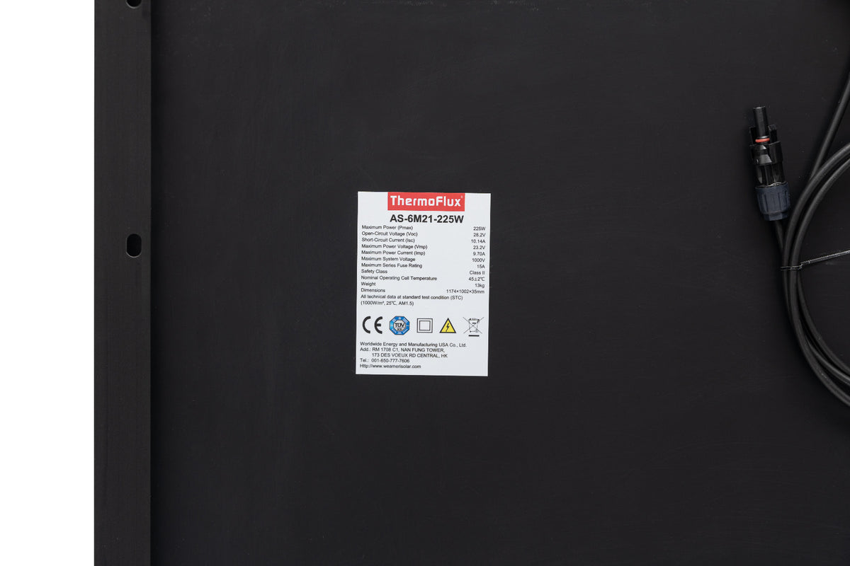 ThermoFlux Solarmodul AS-6M21 | monokristallin | 225 Watt | Typenschild