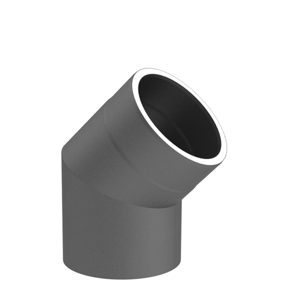 Jeremias Ofenrohr Winkel 45° ohne Tür | Gussgrau