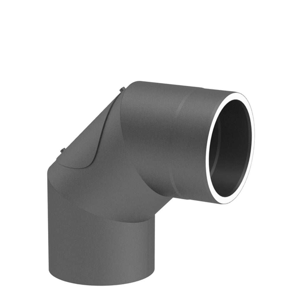 Jeremias Ofenrohr Winkel 90° mit Tür | Gussgrau