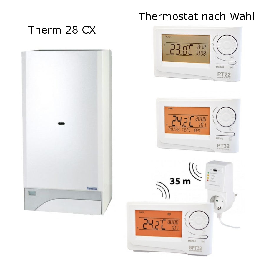 Gastherme Therm 28 CX mit 13 - 28 kW inkl. Thermostat nach Wahl