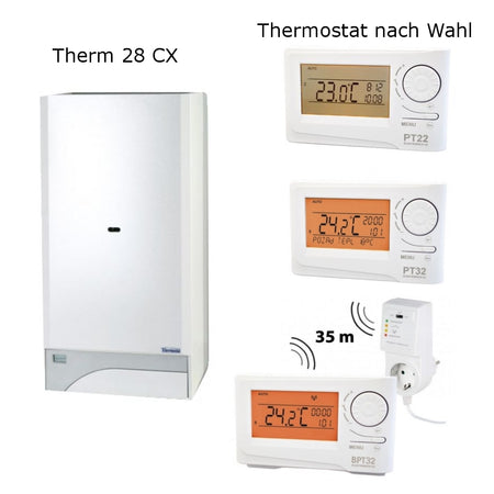 Gastherme Therm 28 CX mit 13 - 28 kW inkl. Thermostat nach Wahl