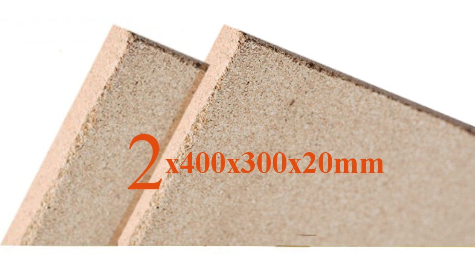 2x Vermiculite Brandschutzplatten | 400x300x20mm | Schamotte Ersatz