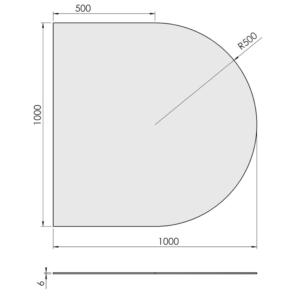 TermaTech | Bodenplatte Halbrund | Glas | Größe wählbar