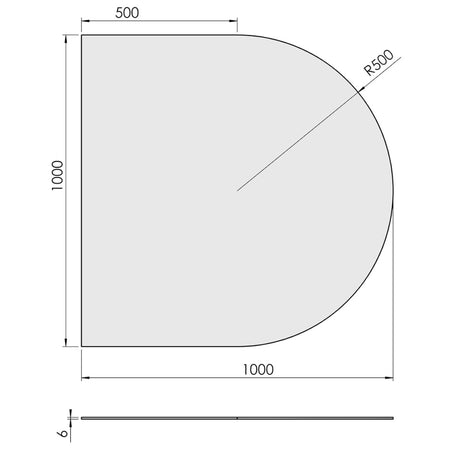 TermaTech | Bodenplatte Halbrund | Glas | Größe wählbar