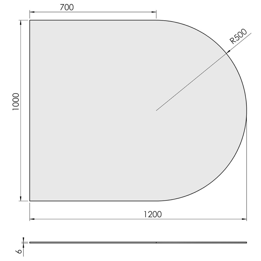 TermaTech | Bodenplatte Halbrund | Glas | Größe wählbar