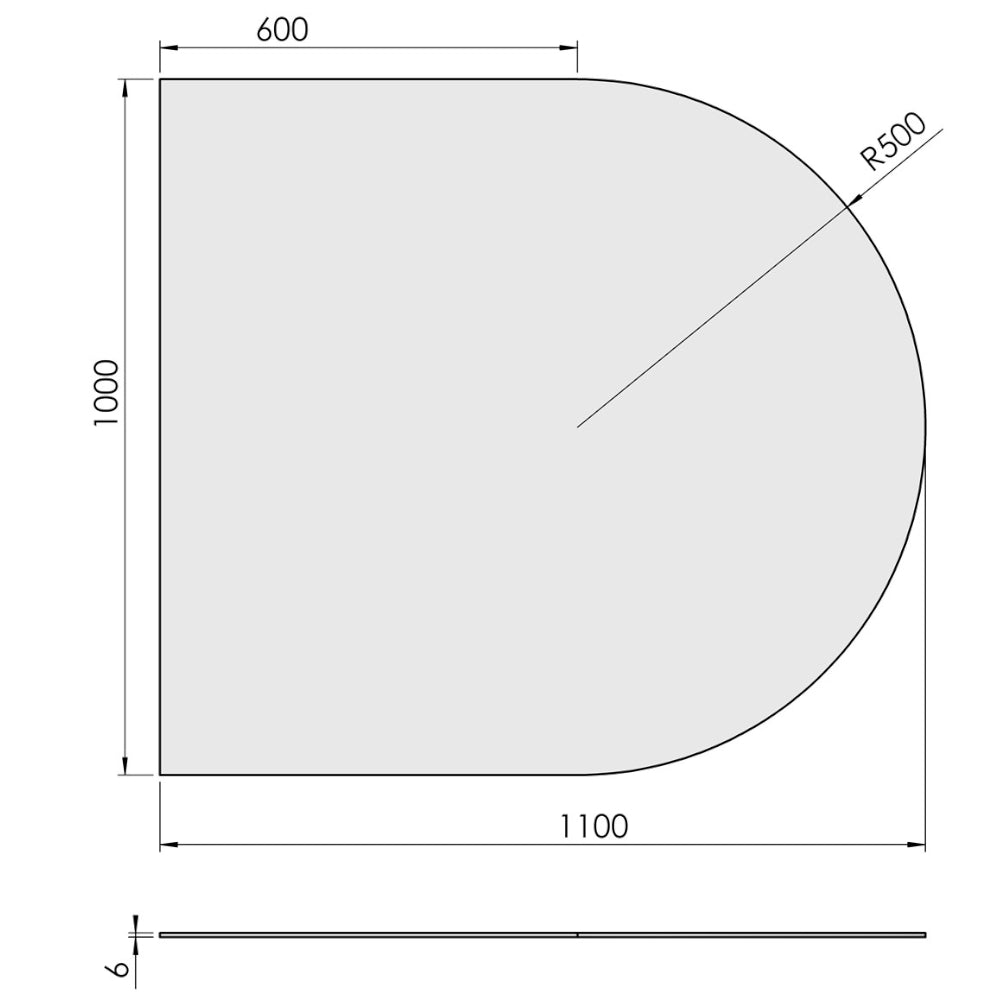 TermaTech | Bodenplatte Halbrund | Glas | Größe wählbar