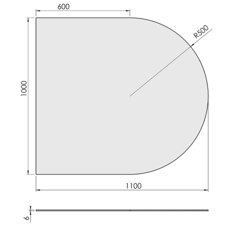 TermaTech | Bodenplatte Halbrund | Glas | Größe wählbar