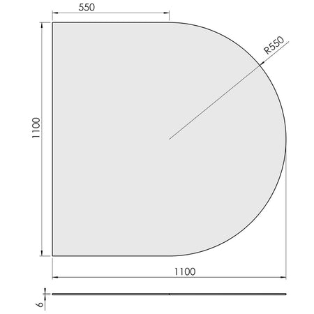 TermaTech | Bodenplatte Halbrund | Glas | Größe wählbar