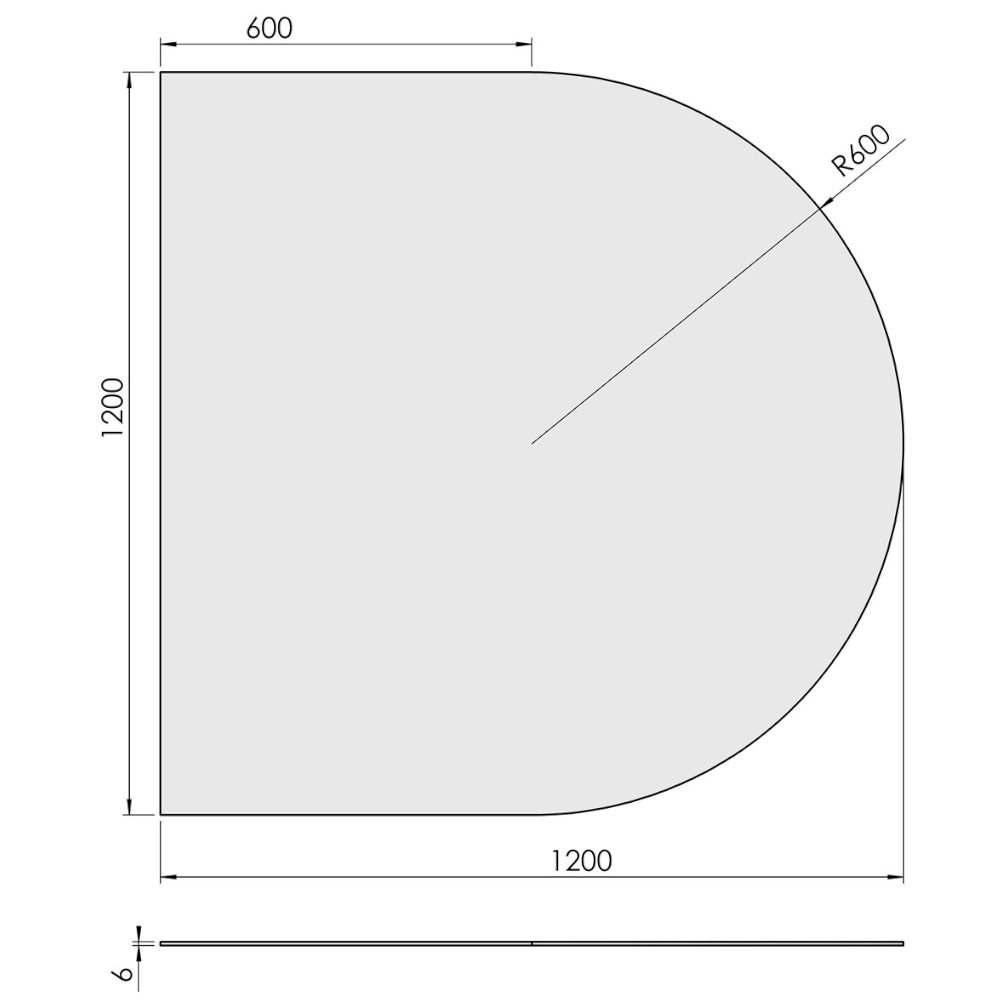 TermaTech | Bodenplatte Halbrund | Glas | Größe wählbar