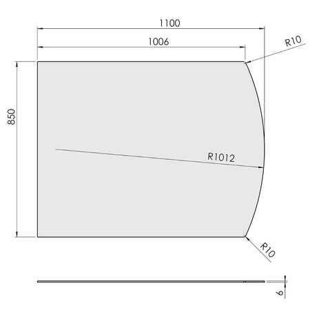 TermaTech | Bodenplatte Segmentbogen | 850×1100×6 mm | Glas