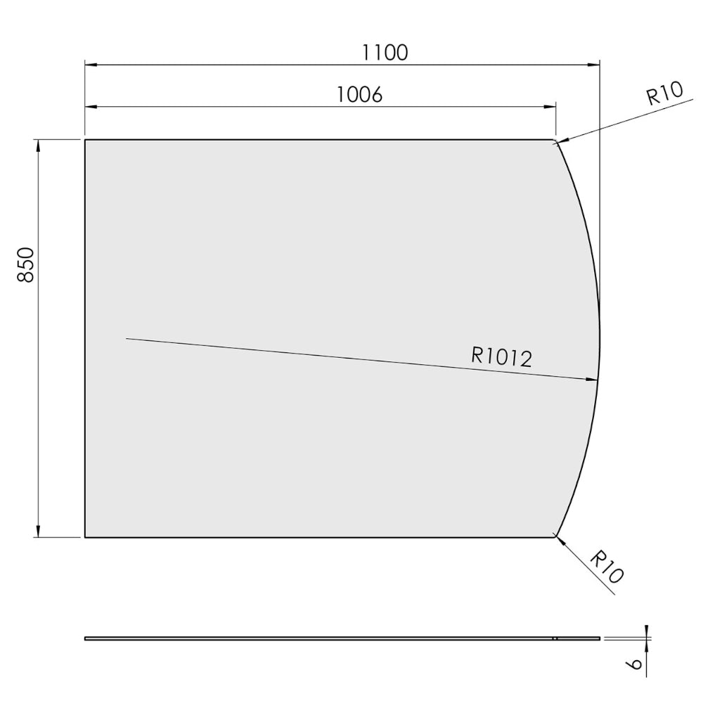 TermaTech | Glas-Bodenplatte | Segmentbogen | Größe wählbar