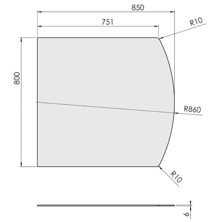 TermaTech | Bodenplatte Segmentbogen | 800×850×6 mm | Glas