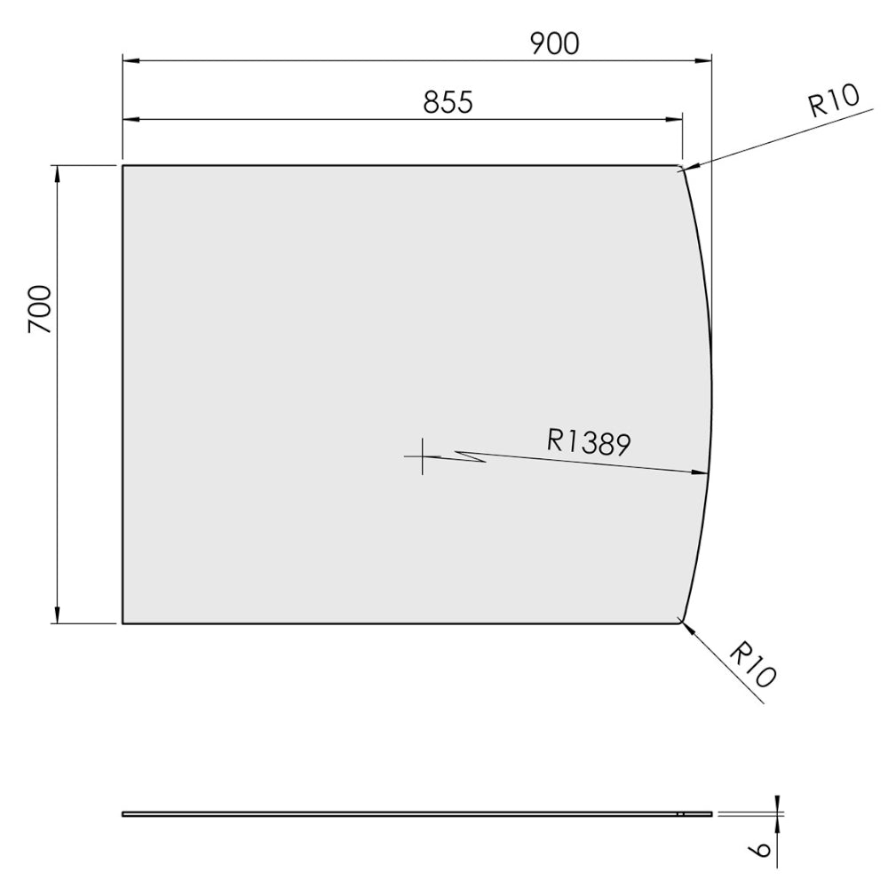 TermaTech | Glas-Bodenplatte | Segmentbogen | Größe wählbar