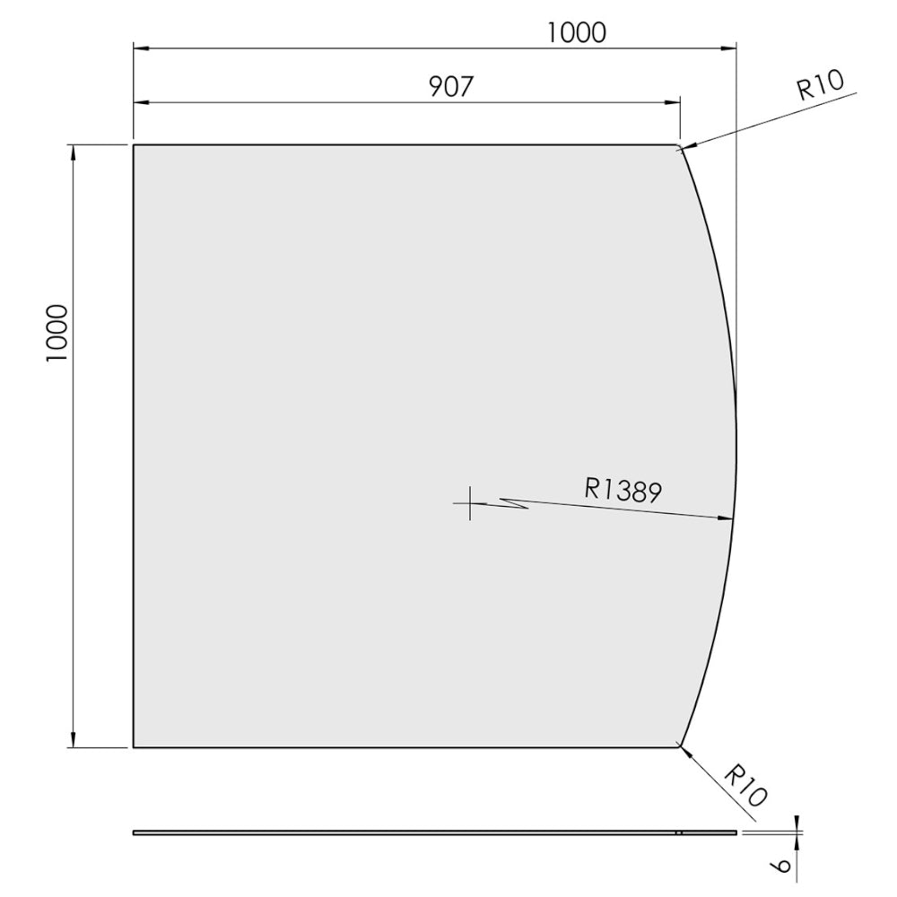 TermaTech | Glas-Bodenplatte | Segmentbogen | Größe wählbar