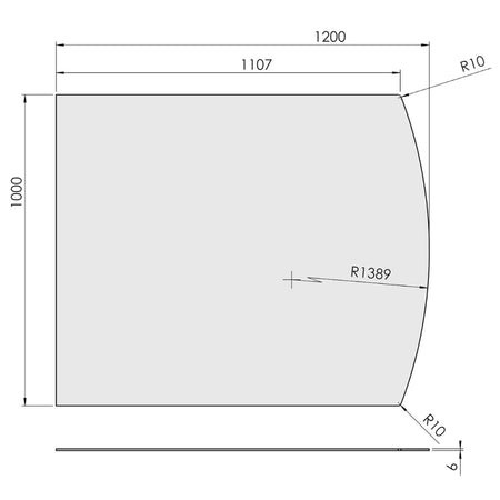 TermaTech | Bodenplatte Segmentbogen | 1000×1200×6 mm | Glas